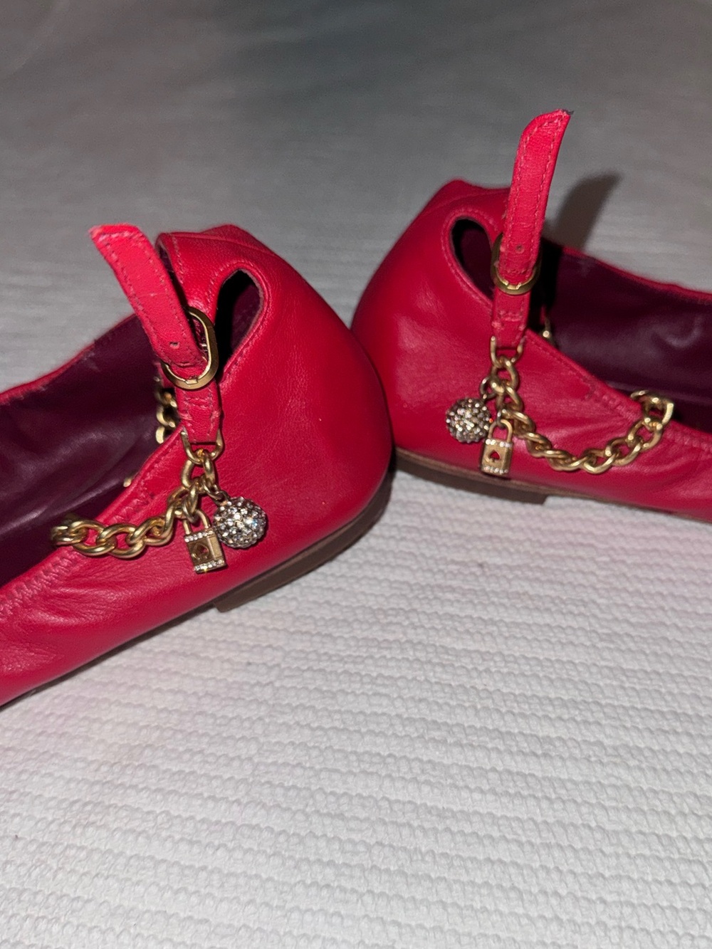 Kate Spade Crush Ballet Flats with Gold Chain Charms